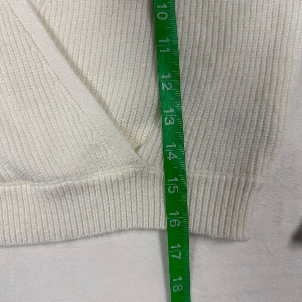 XS Lulus Pullover Fit For Fall Ivory Surplice Balloon Sleeve Sweater - Picture 10 of 10